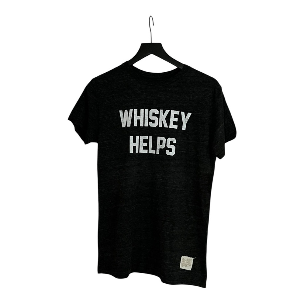 nwt WHISKEY HELPS Original Retro brand dark gray t-shirt